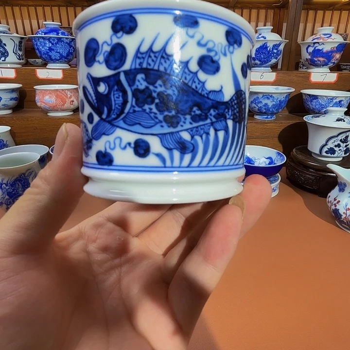青花手工手绘杯子