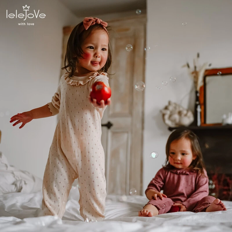 lelejove  北欧风婴25秋上新小月龄宝宝针织提花连体衣5AU31362