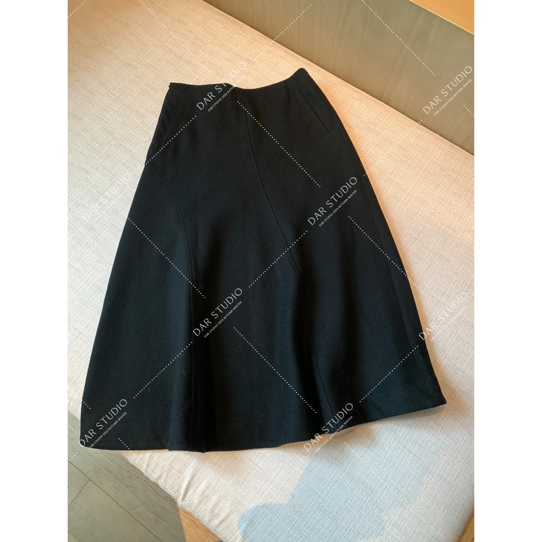 DAR STUDIO 深圳货【伦敦半裙】2025冬季新款羊毛质感A字长裙半裙