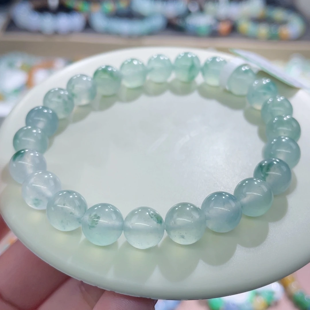 未镶嵌手链翡翠高冰胶飘绿卡8+