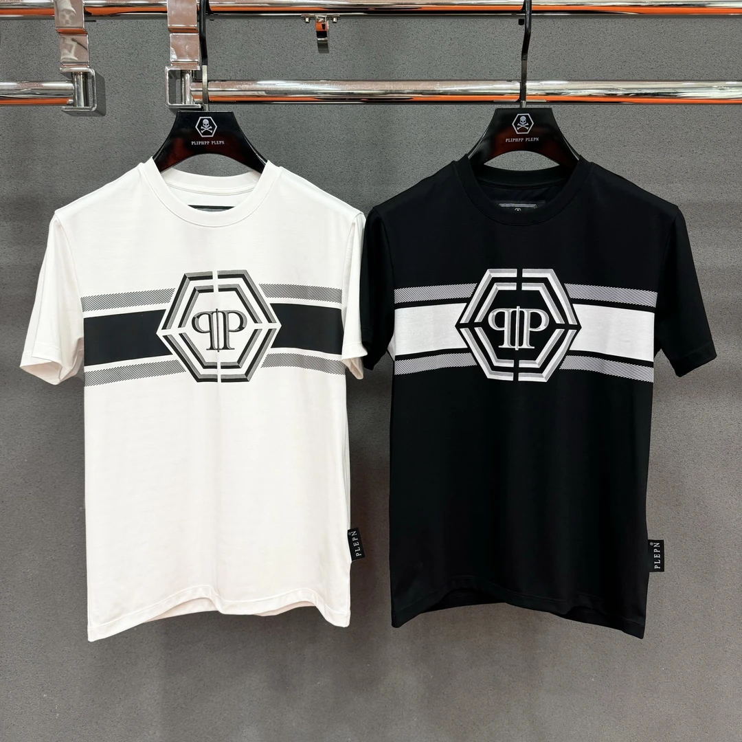 PP奢潮男装夏季 双P尊尚几何 男士修身弹力冰感液氨短袖T恤衫1730