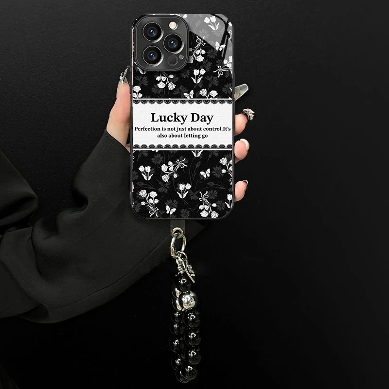 电镀玻璃适用苹果/oppo/华为/vivo/小米高级感幸运碎花创意手机壳