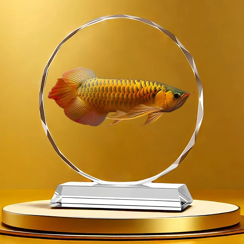 德国OVOZI年年有余龙鱼水晶摆件轻奢高档家居创意桌面装饰客厅乔