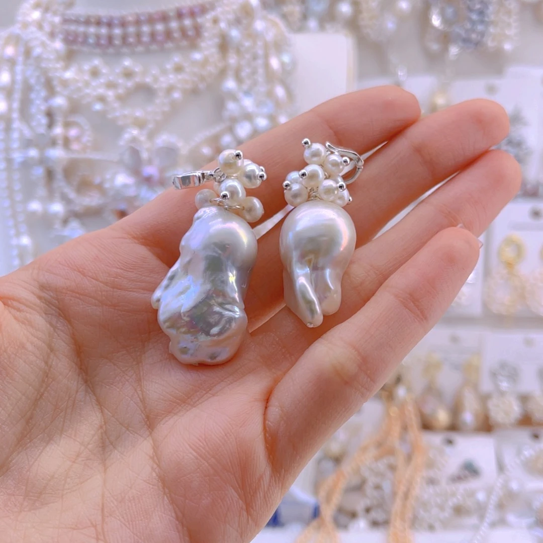 未镶嵌耳饰淡水珍珠吊坠（随单29）