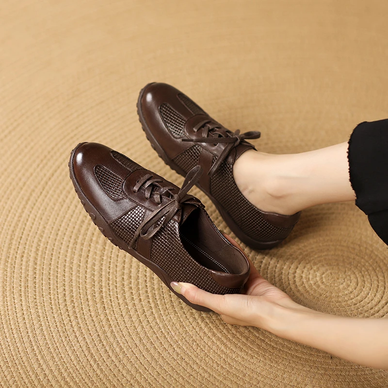 休闲复古真皮软底德训鞋女舒适圆头厚底深口单鞋春秋阿甘鞋小皮鞋