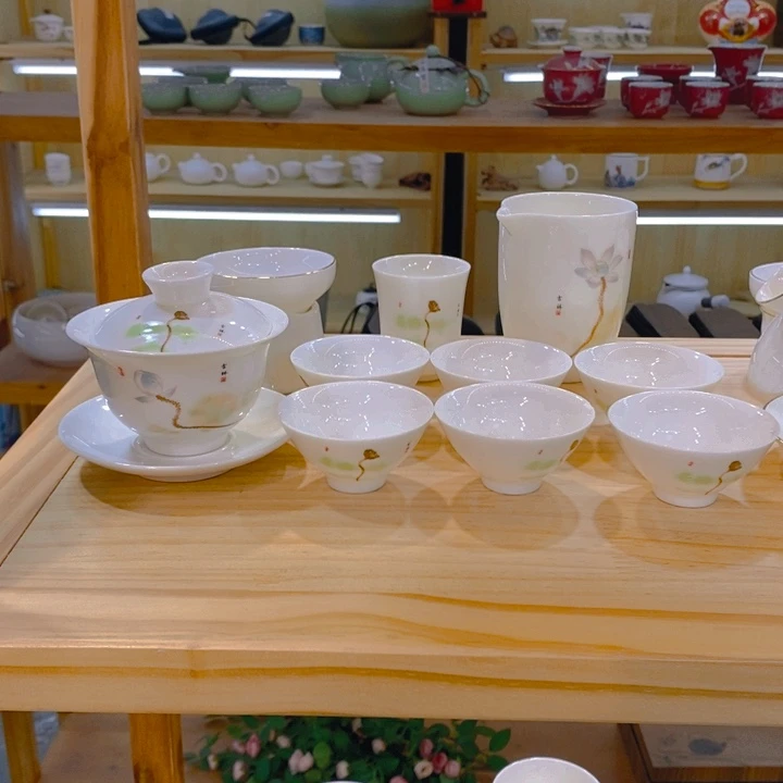 【不止】羊脂玉瓷茶具套装
