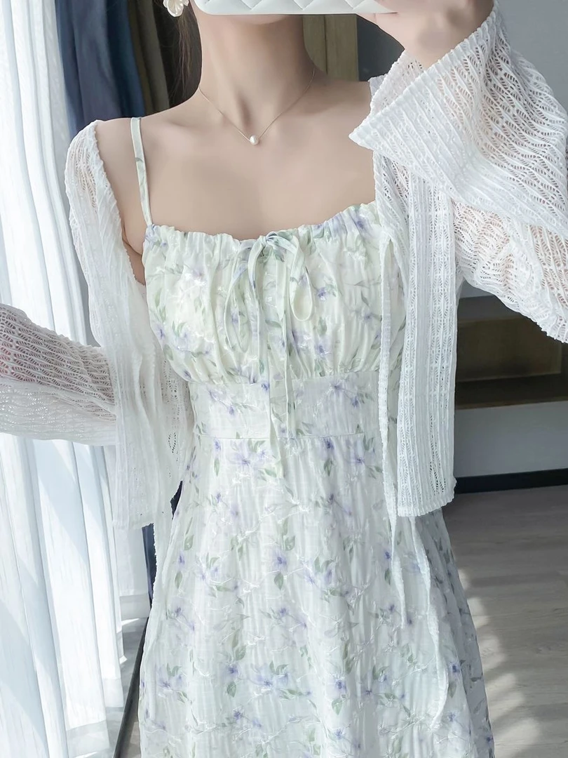 碎花吊带连衣裙女夏季法式小个子长裙海边度假裙子小清新2025新款