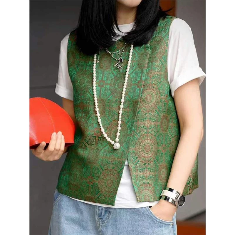 新中式女装马甲中国风高级感绿色马夹2025年春夏新款时尚百搭坎肩