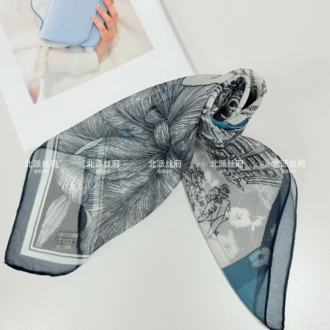 【海岛风情】70×70北派香韵剪花新中式百搭时尚优雅夏季披肩丝巾