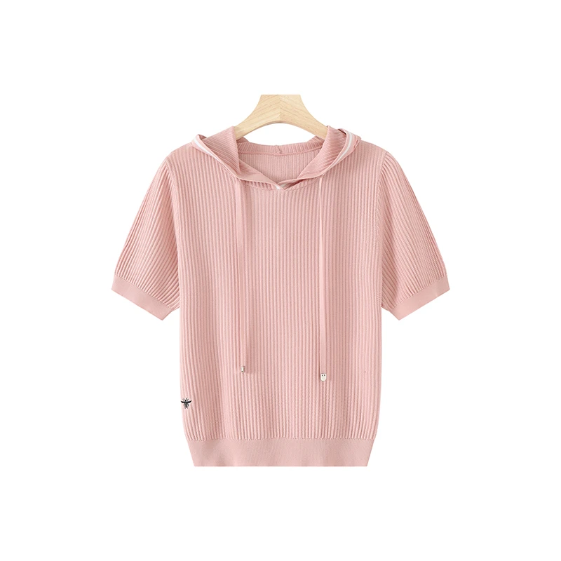 （兰精天丝+桑蚕丝）休闲百搭连帽T恤女薄款打底衫女士