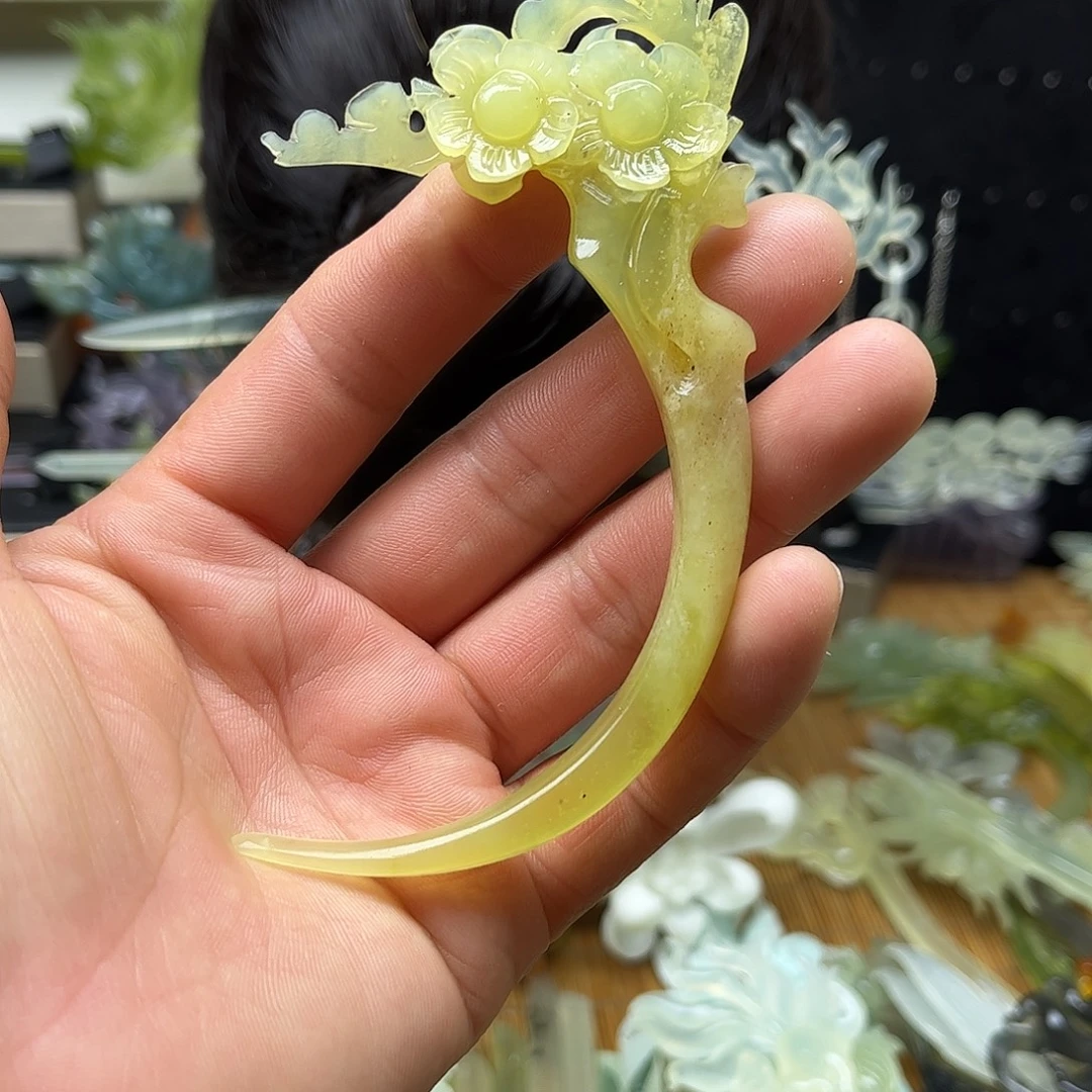 非金属天然岫玉发簪