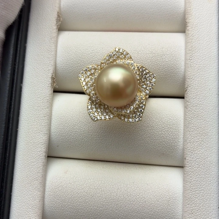 海水珍珠戒指银S925镶嵌