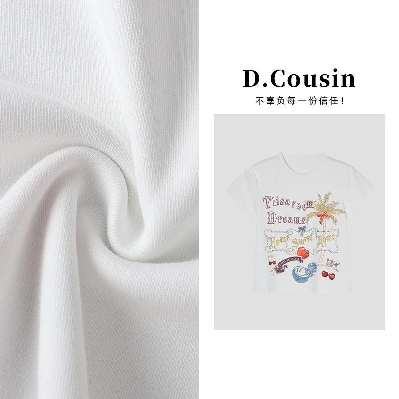 D.cousin  夏季新款小众设计印花短袖上衣 2966