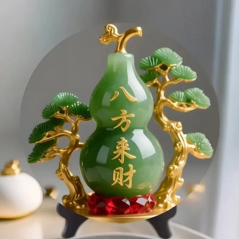 八方来财财好玉石寓意相框水晶画摆件家用酒柜桌面摆台居家玄