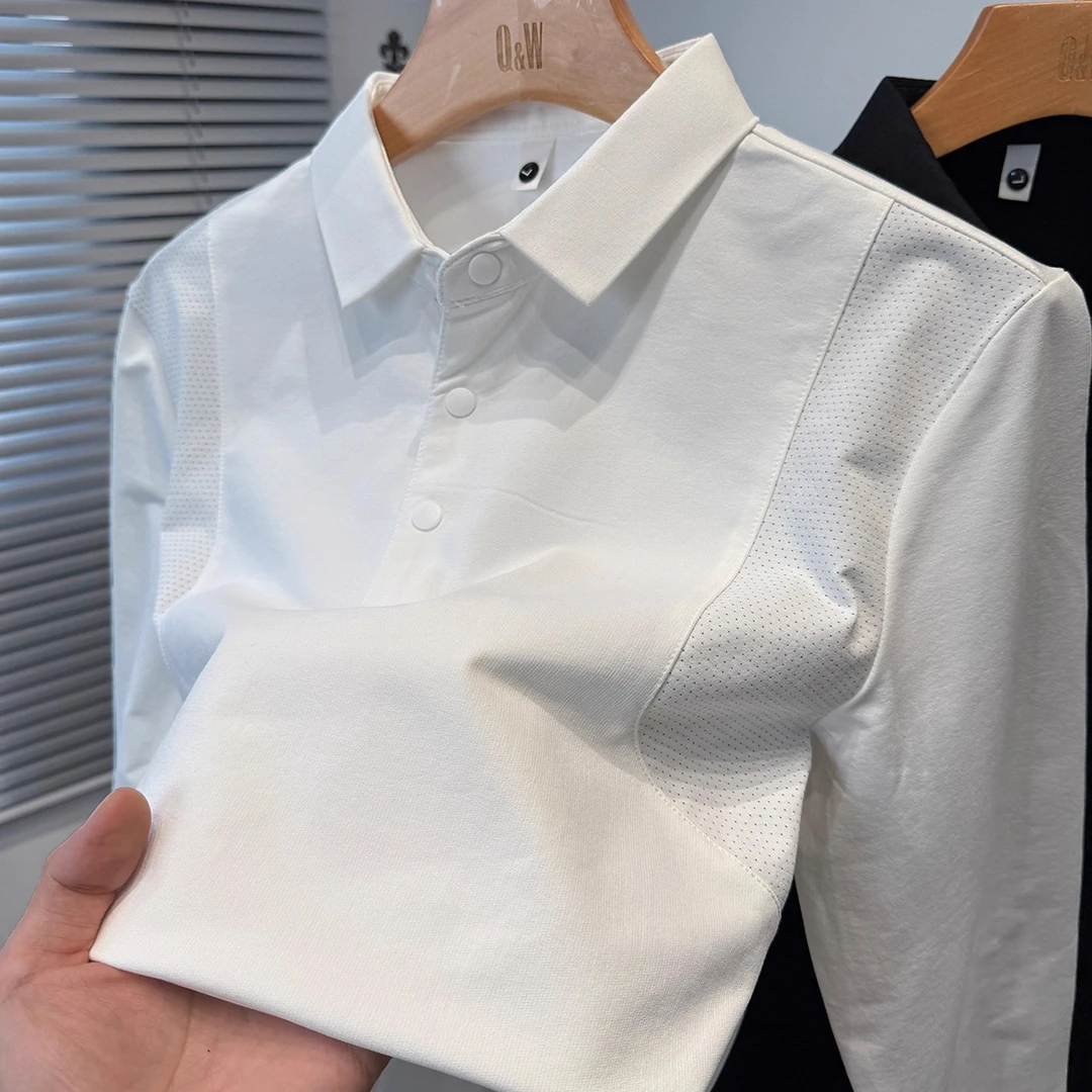 【加厚索罗娜】迪桑面料polo衫男秋季新款纯色商务休闲长袖t恤上衣