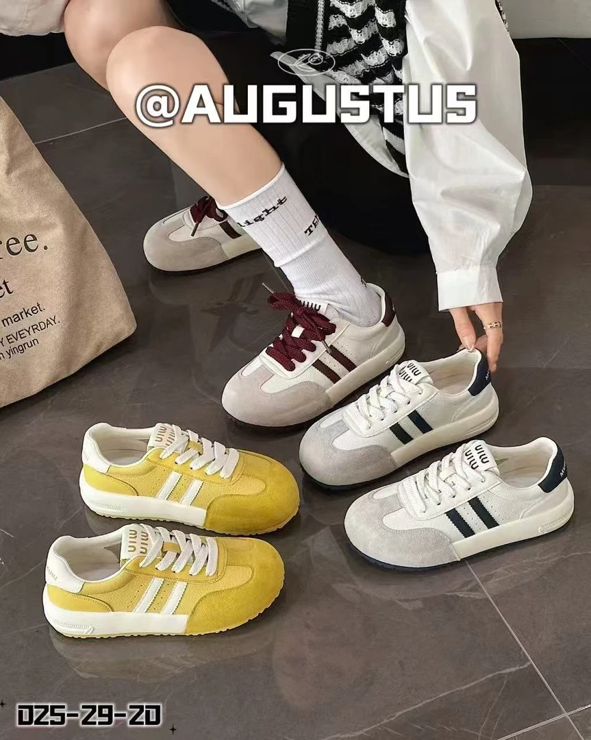 春款真皮圆头德训鞋时尚休闲运动鞋潮