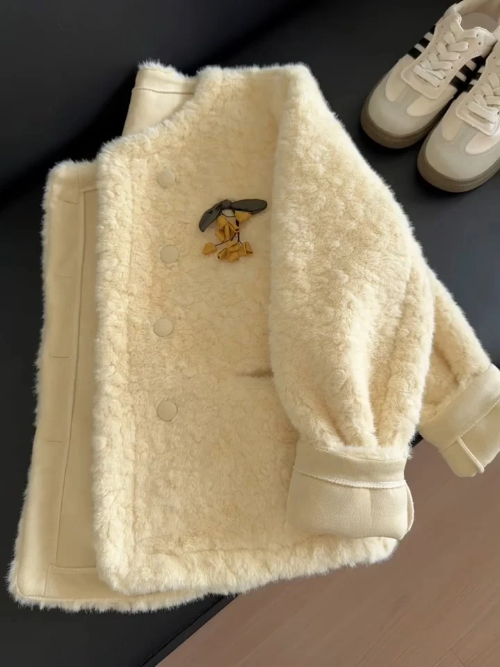 2025年甜美可爱风毛呢外套女宽松显瘦气质外套米色高级感时髦上衣