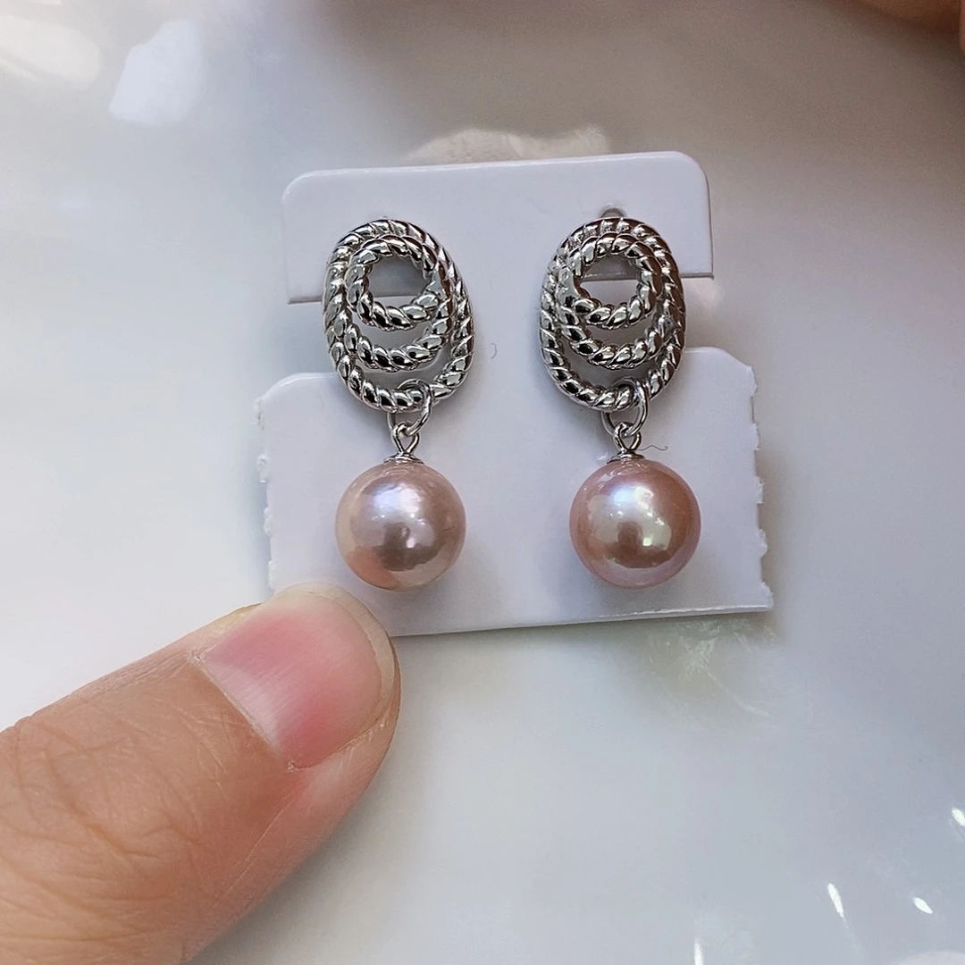 银S925镶嵌特价耳饰淡水珍珠