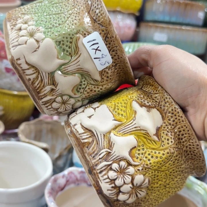 凑9块包邮，有孔，陶瓷花盆