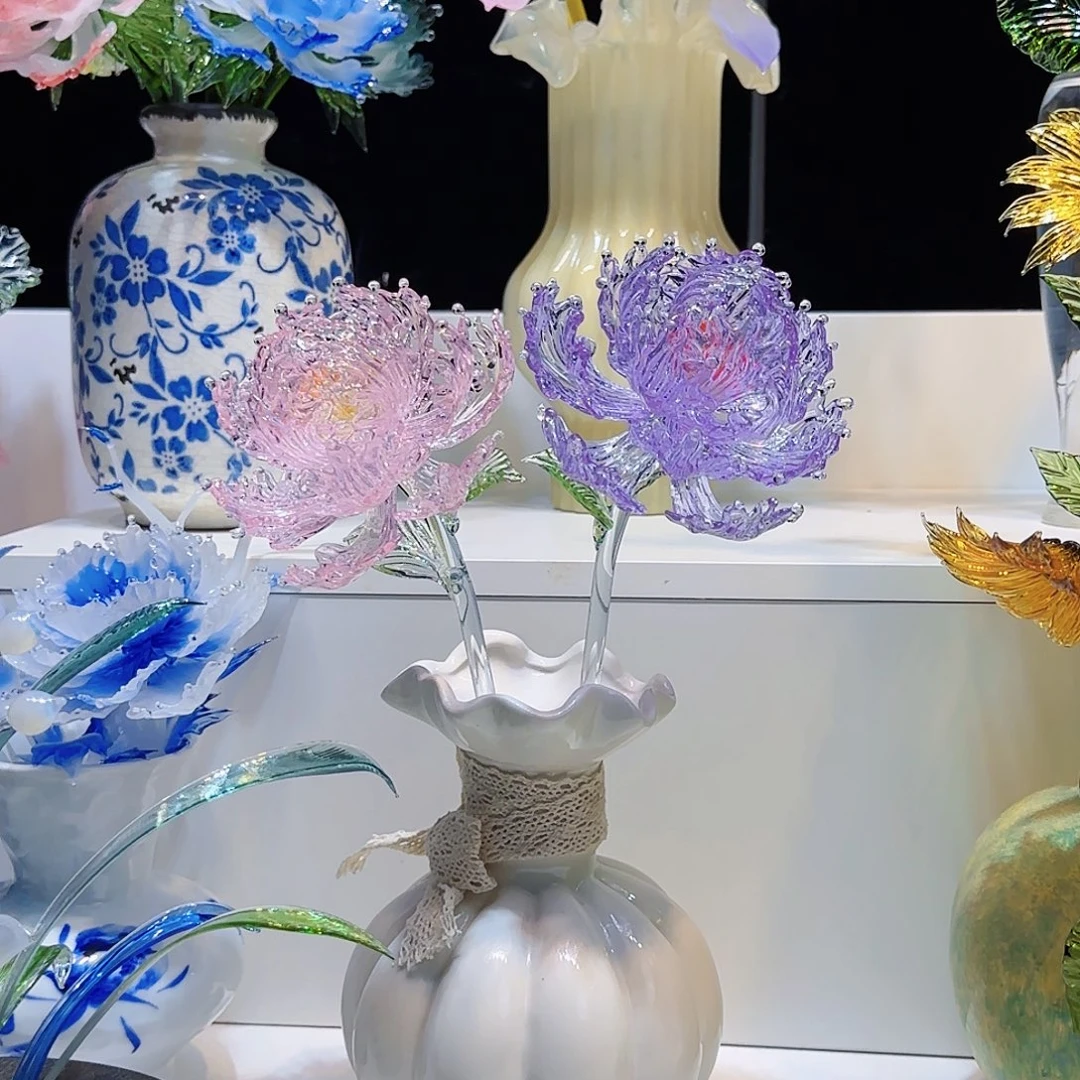 琉璃手工艺品牡丹