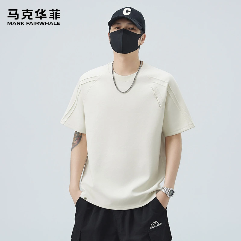 MARK FAIRWHALE/马克华菲果冻棉短袖T恤夏季凉感3D立体字母体恤男