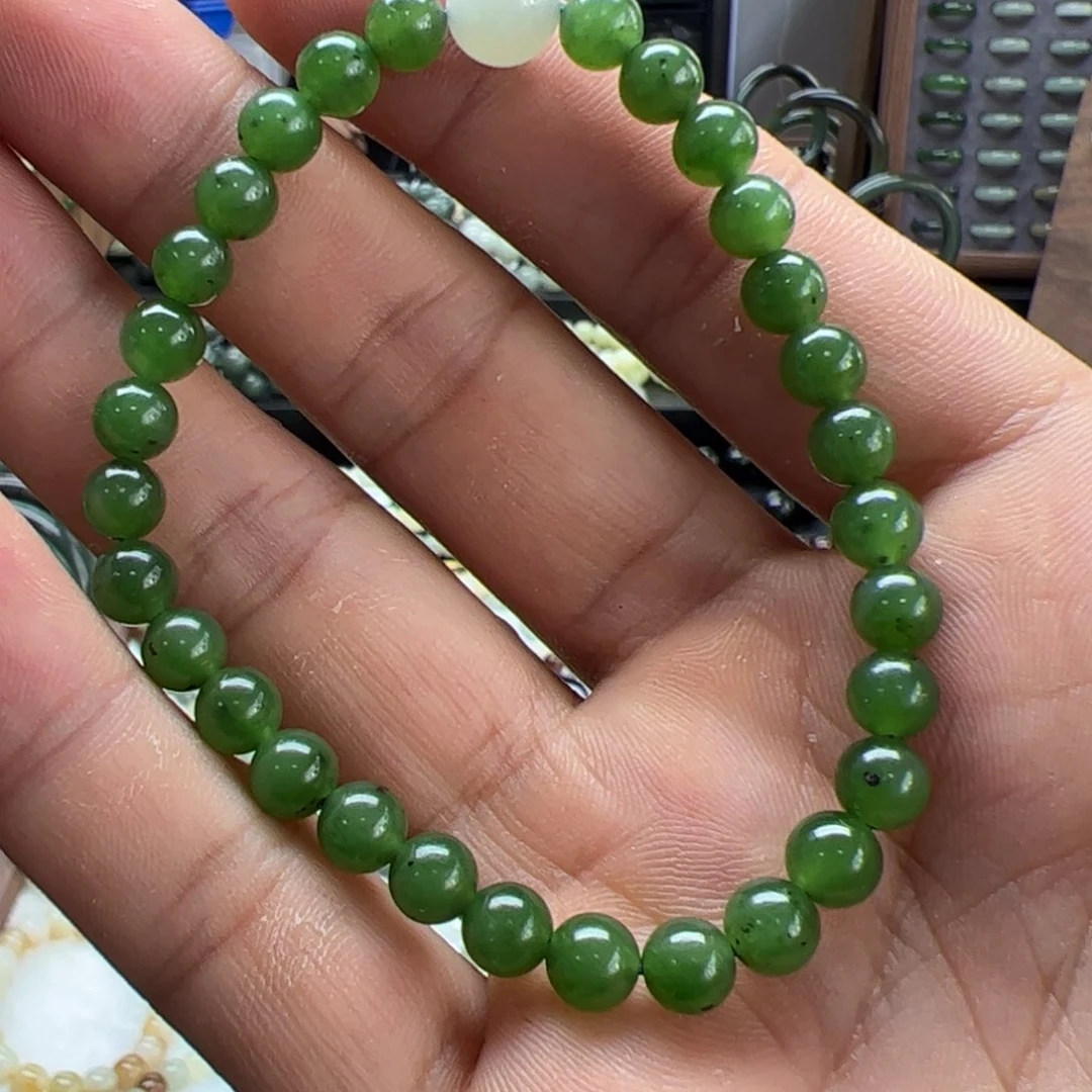 手链未镶嵌和田玉碧玉卡6带糖