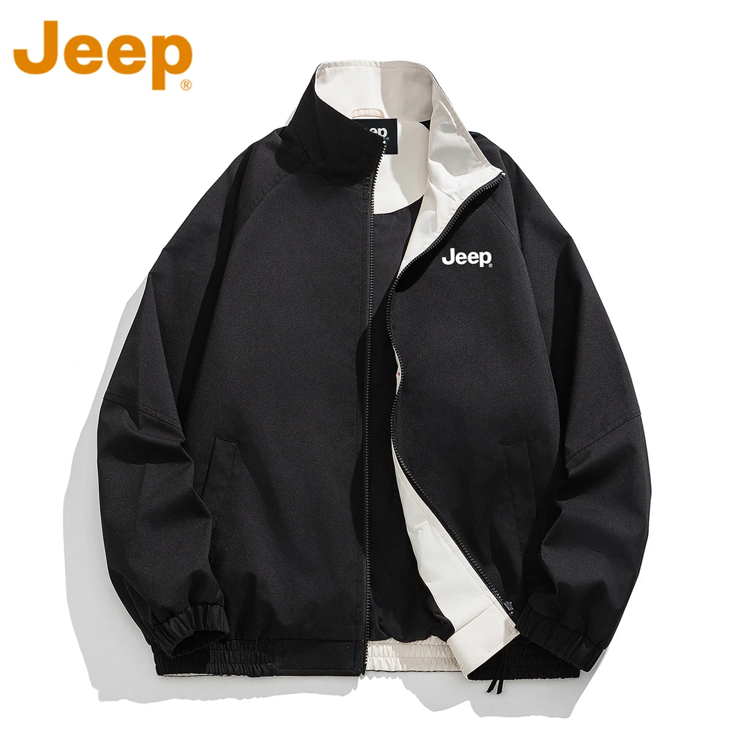 JEEP吉普美式撞色立领夹克男款春秋季潮牌防风防水户外冲锋外套男