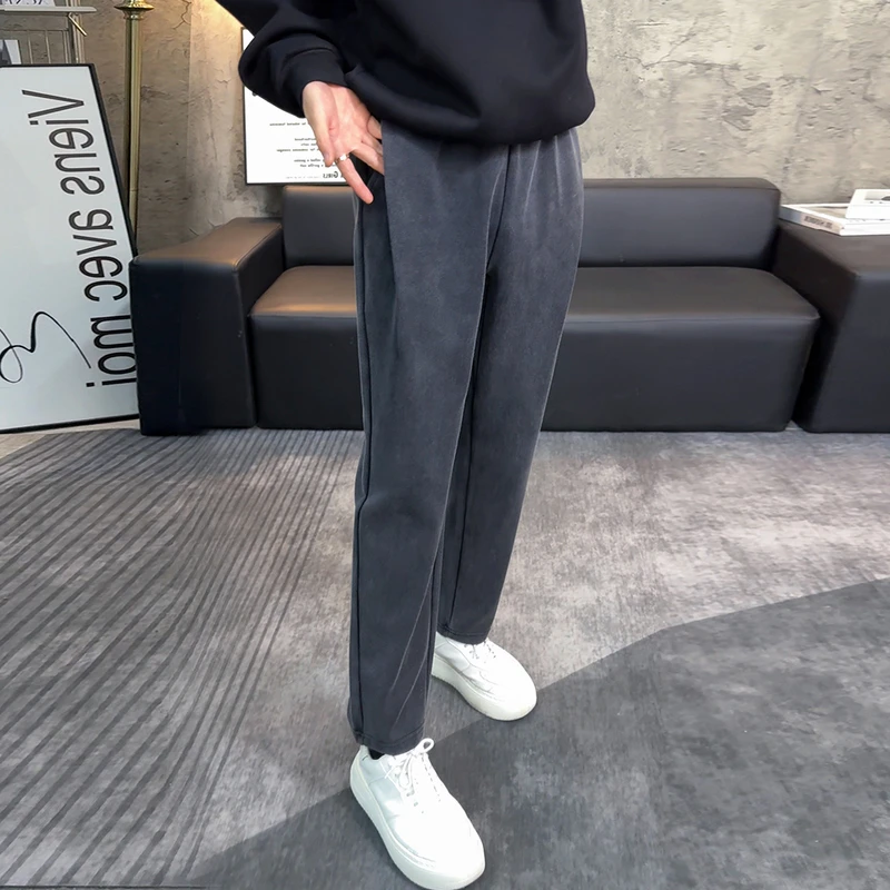 重磅水洗灰复古卫裤男春夏微锥显瘦休闲裤cleanfit复古直筒长裤子