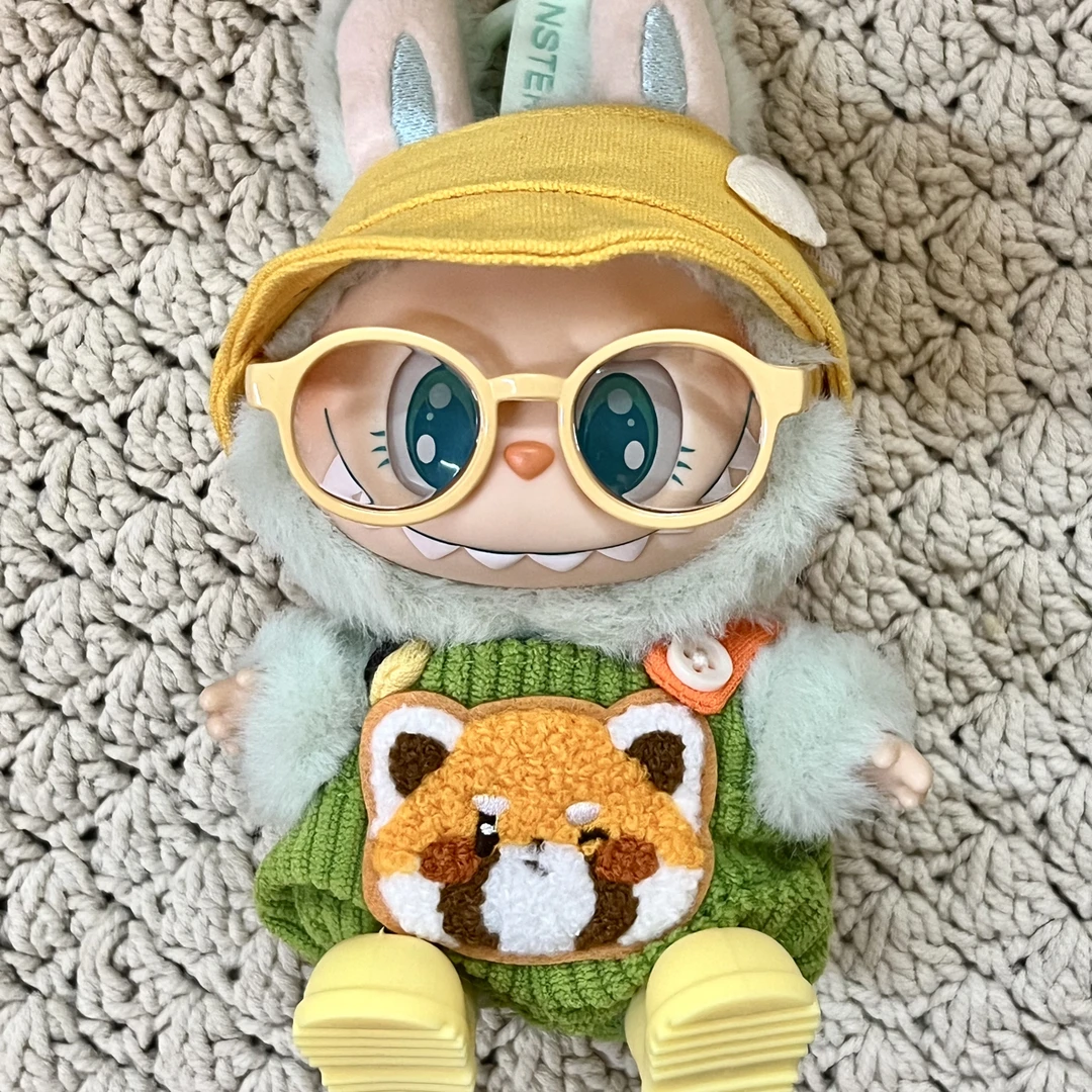 仅衣服/ 一二三代Labubu衣服挂件拉布布水果动物背带裤萌15-17cm