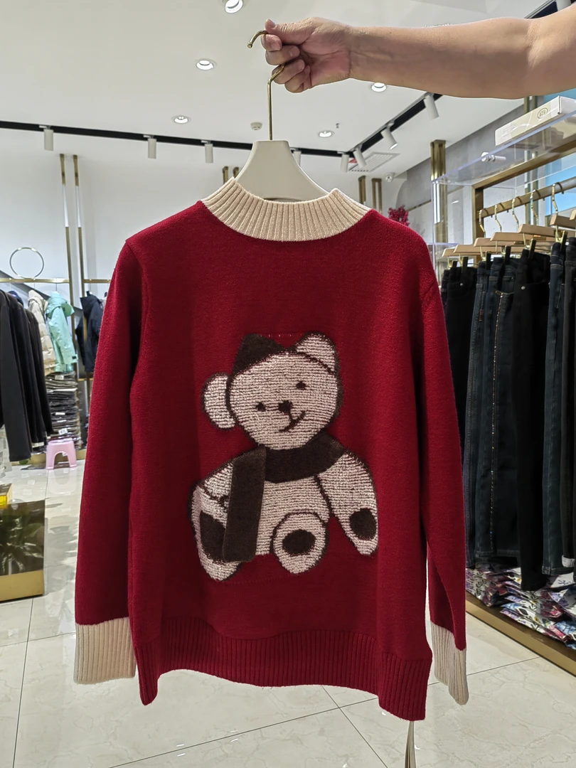 红色百搭好看简约毛衣