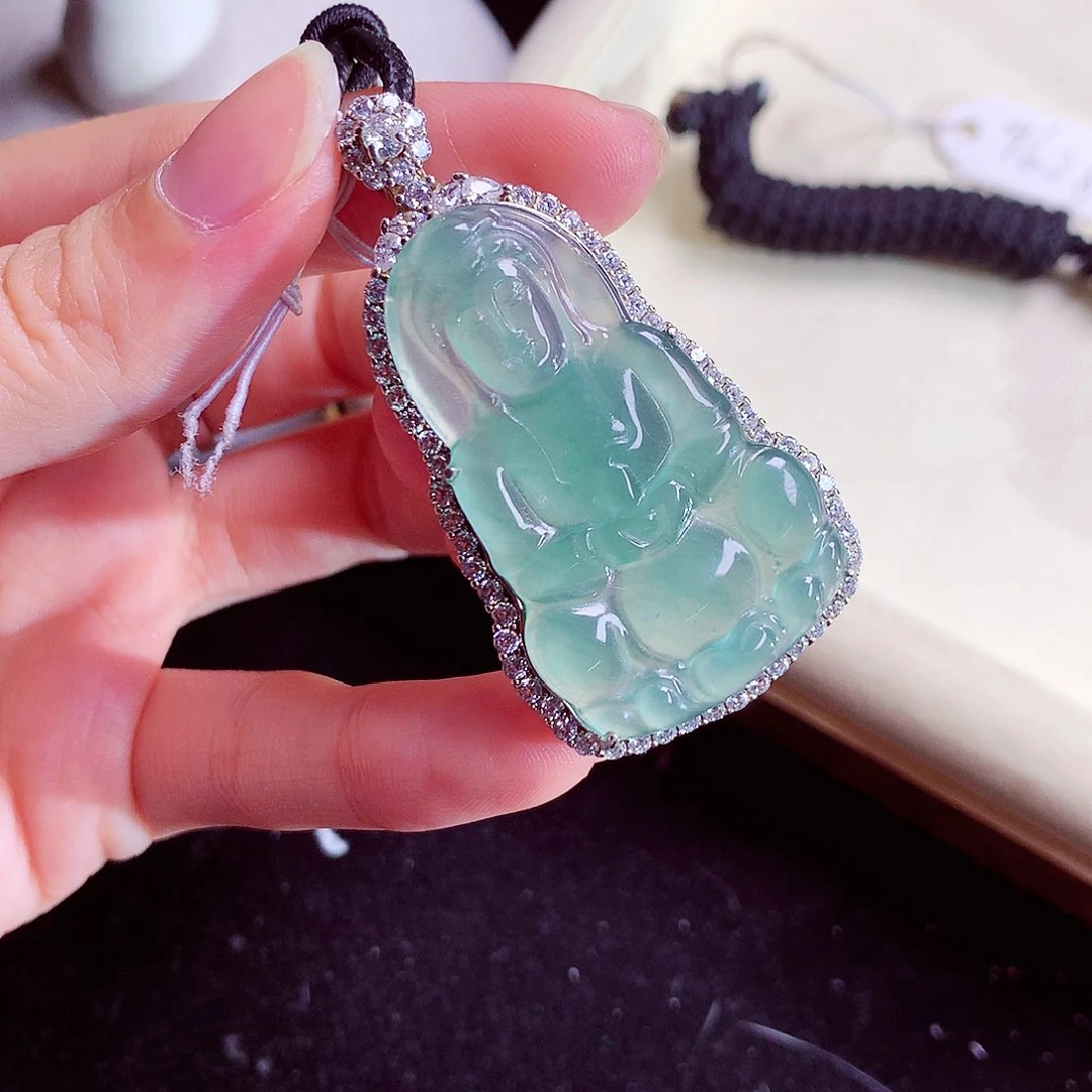 颈饰银S925镶嵌翡翠