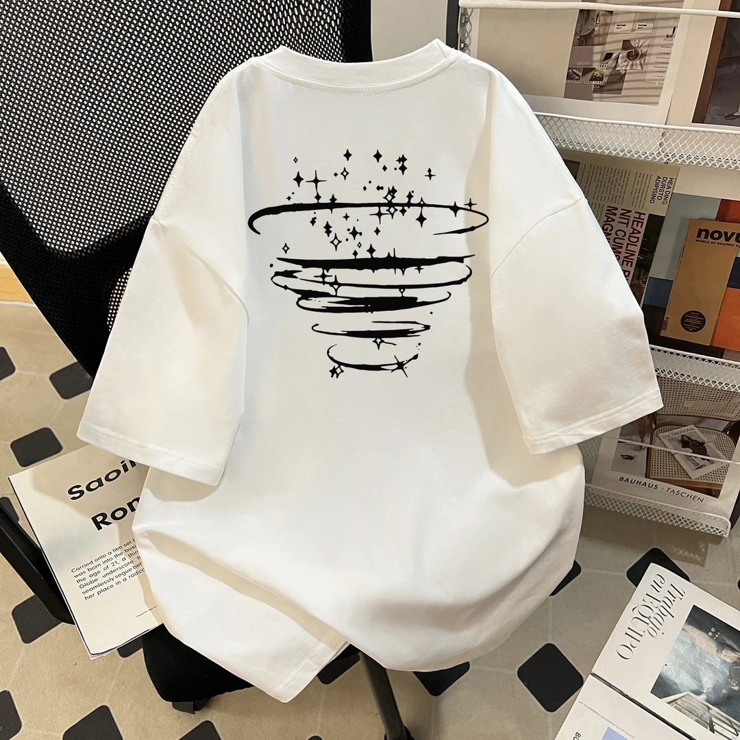 NASA圆领夏季新款短袖男T恤印花重磅纯棉宽松ins上衣小众韩版