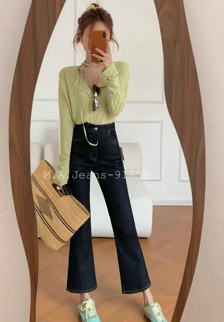 【剪标特价 #91955 夏季新款九分女神裤 】四面弹微喇裤 修饰腿型