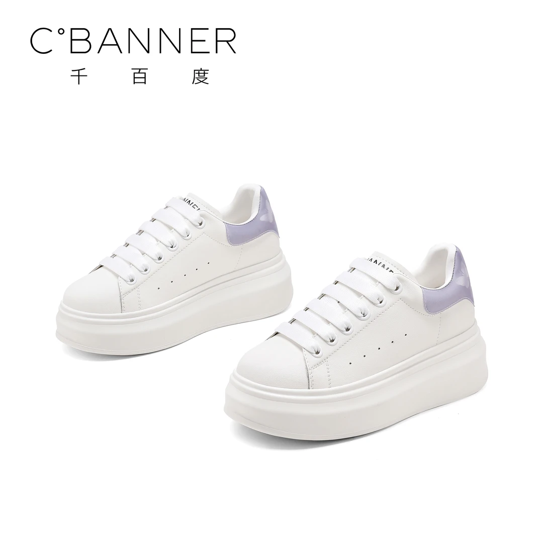 C.BANNER/千百度2025新款时尚潮流休闲鞋女欧若智性风厚底休闲鞋