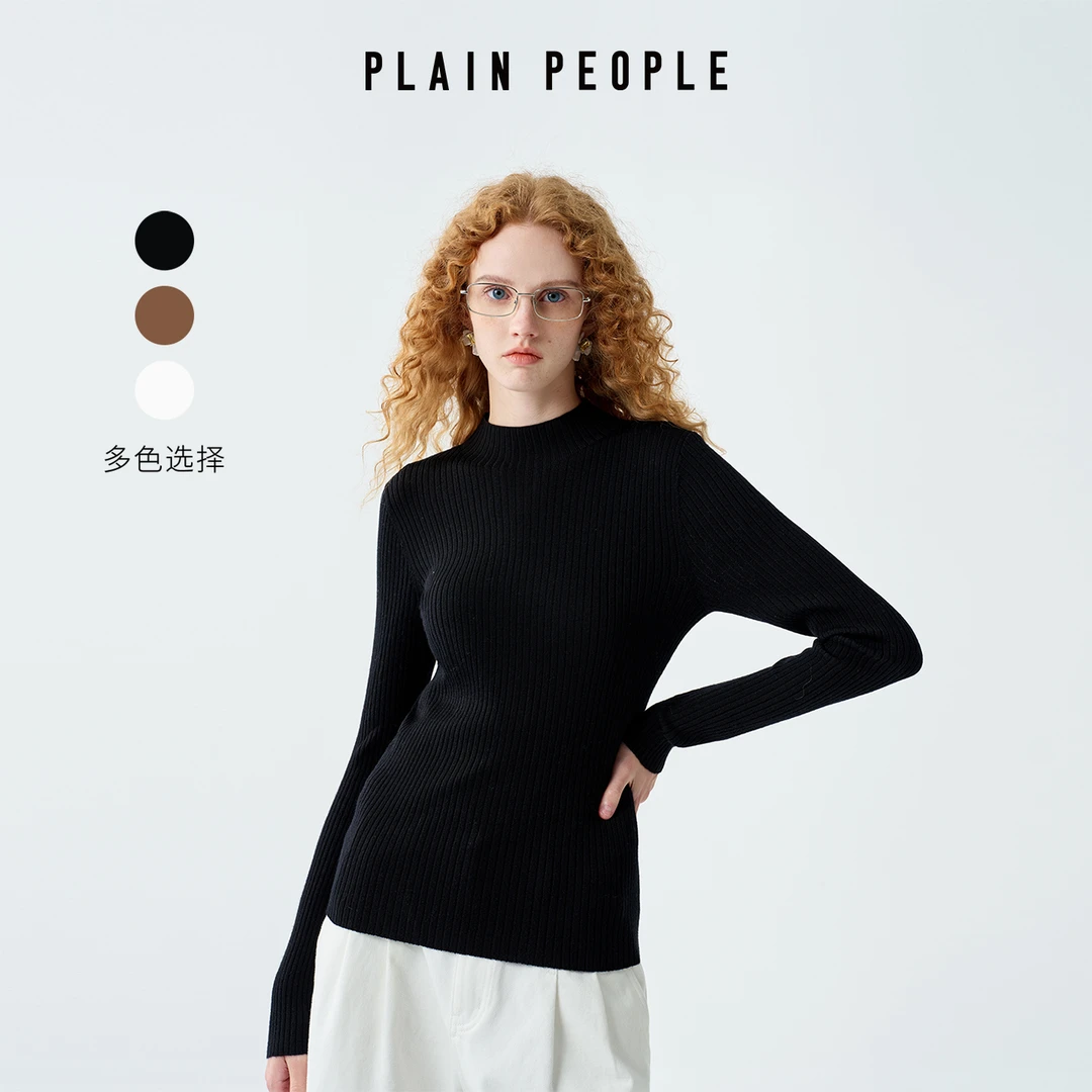 PLAIN PEOPLE美拉德风半高领修身绵羊毛针织衫内搭女UK0402A31