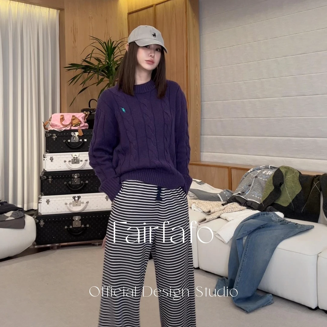 【芋泥紫绞花毛衣】MYBL56252显白舒适百搭秋冬新款毛衣