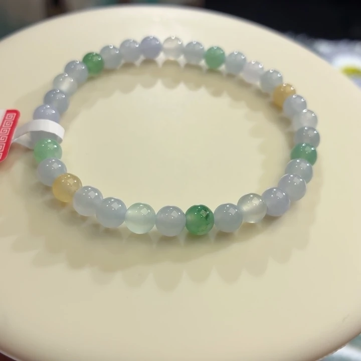 翡翠未镶嵌手链冰胶马卡龙卡5.6