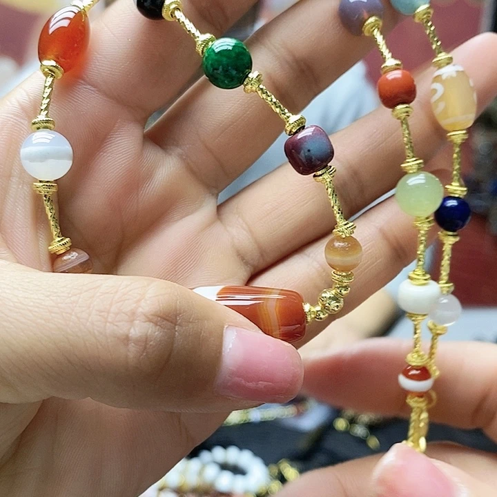 玛瑙/玉髓（覆膜）合金颈饰