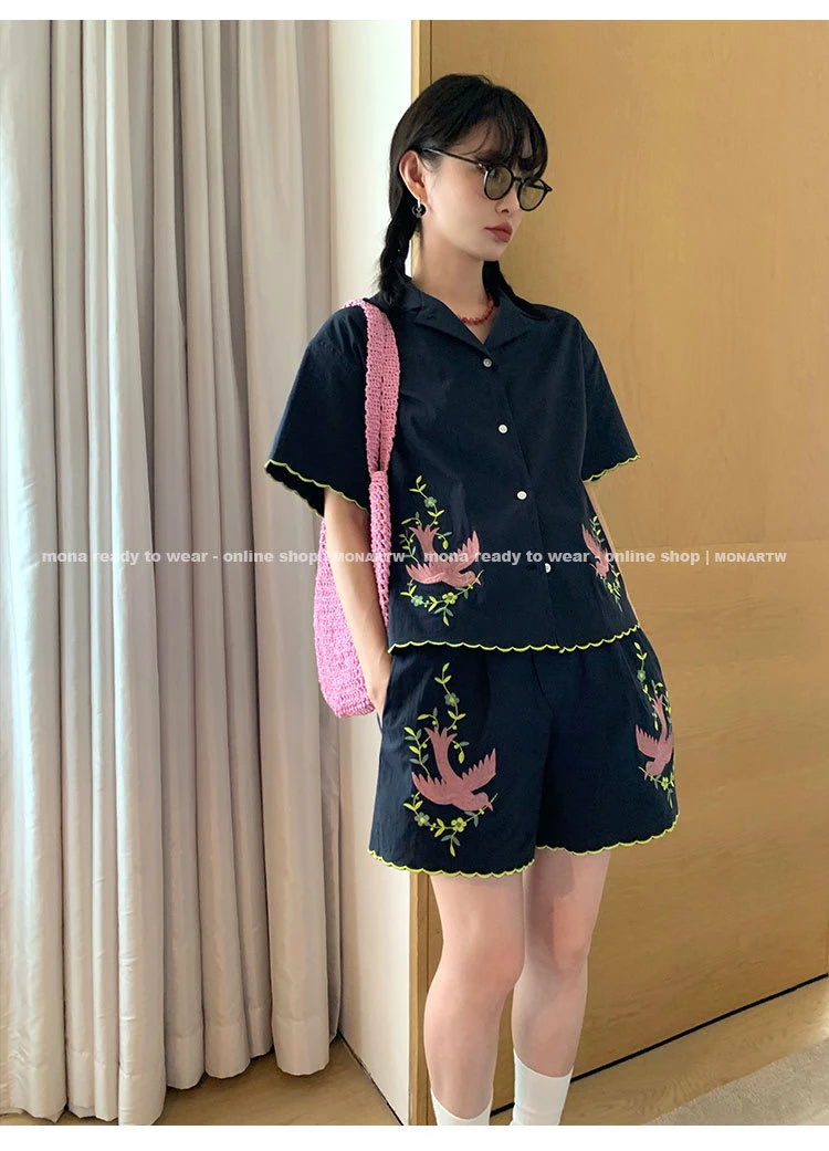 MONA 超好看设计感休闲衬衫中腰短裤外穿套装女小个子 2024夏季
