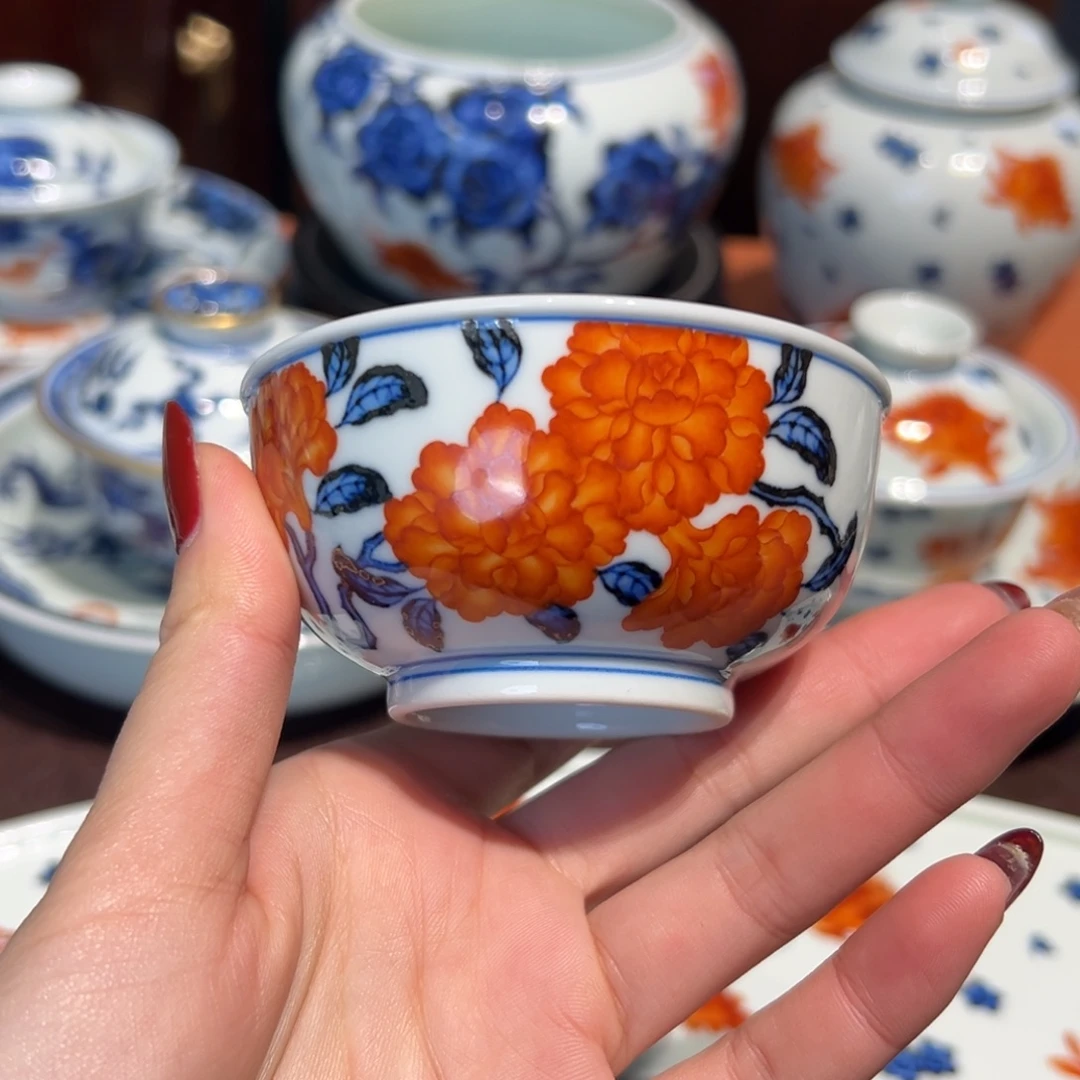 青花雯华堂手绘杯杯