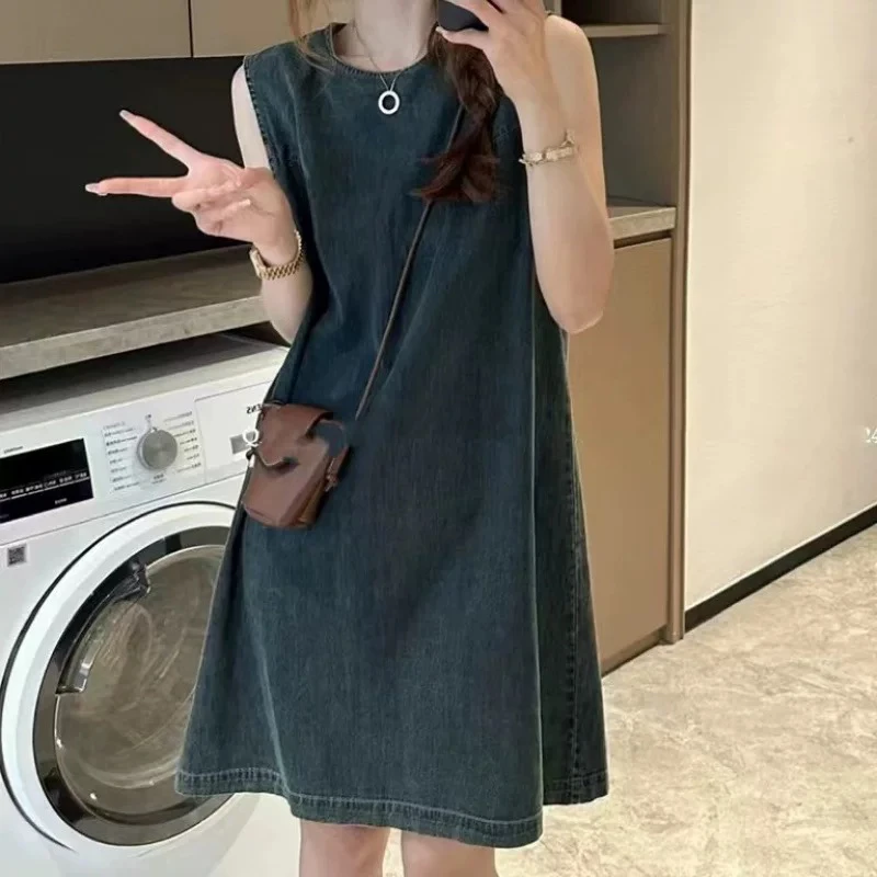 49 韩系复古高级感显瘦小心机软料牛仔连衣裙（LZZ01）
