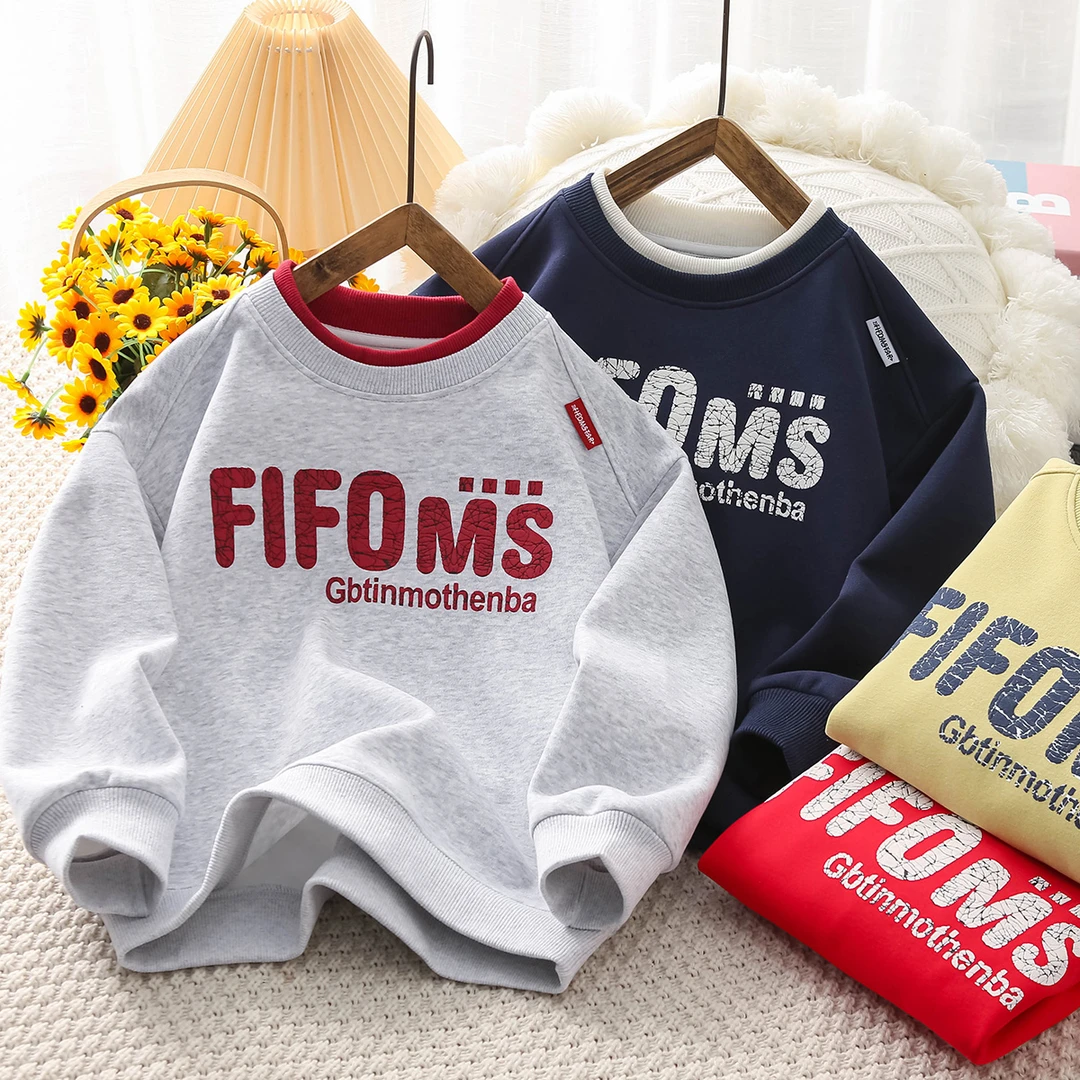 男童假两件卫衣春装2025新款儿童圆领衫长袖春秋男孩运动上衣帅气