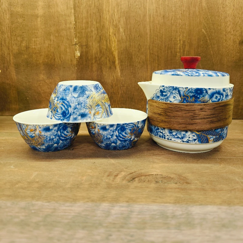 G2139-龙凤青花旅行套一壶三杯HOY