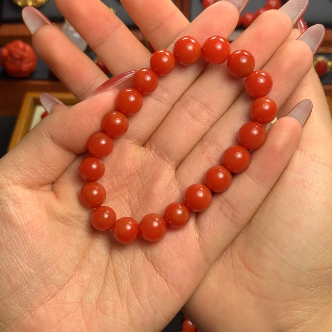 南红玛瑙未镶嵌9+柿子红手串