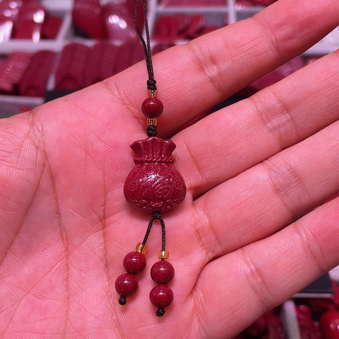 天然辰砂紫金砂福袋手机挂