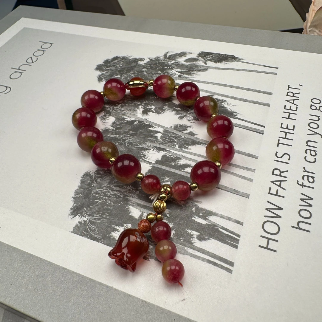 铜合金树脂手链 手工气质轻奢时尚百搭女士红色单圈手链3359