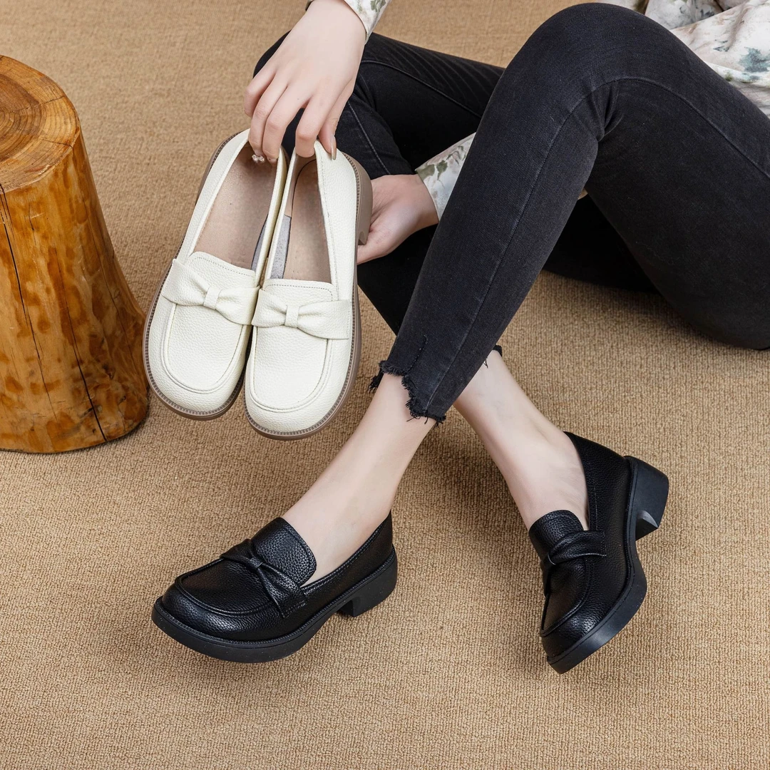 软底单鞋女2025秋季新款圆头小皮鞋百搭防滑乐福鞋女士工作鞋AA