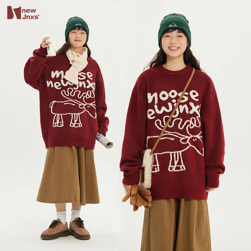 【交个朋友专属】江南先生复古麋鹿情侣毛衣男女秋季JNXS4800