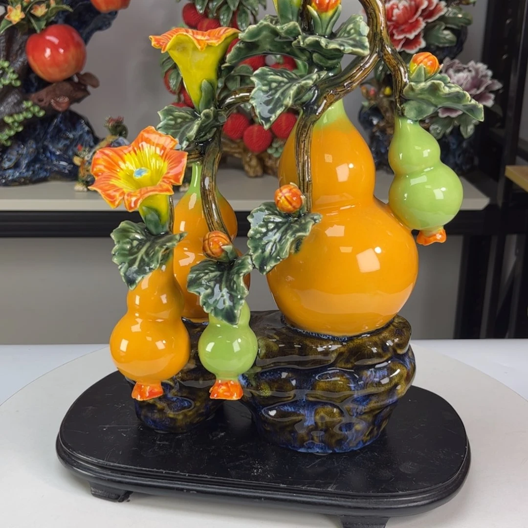 陶瓷五福临门葫芦长20高32