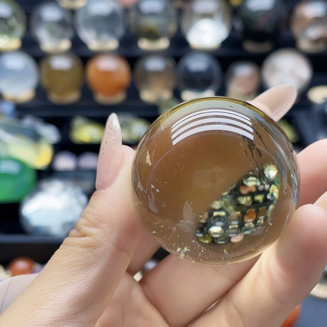 水晶未镶嵌珠宝半成品天然黄水晶41.1mm